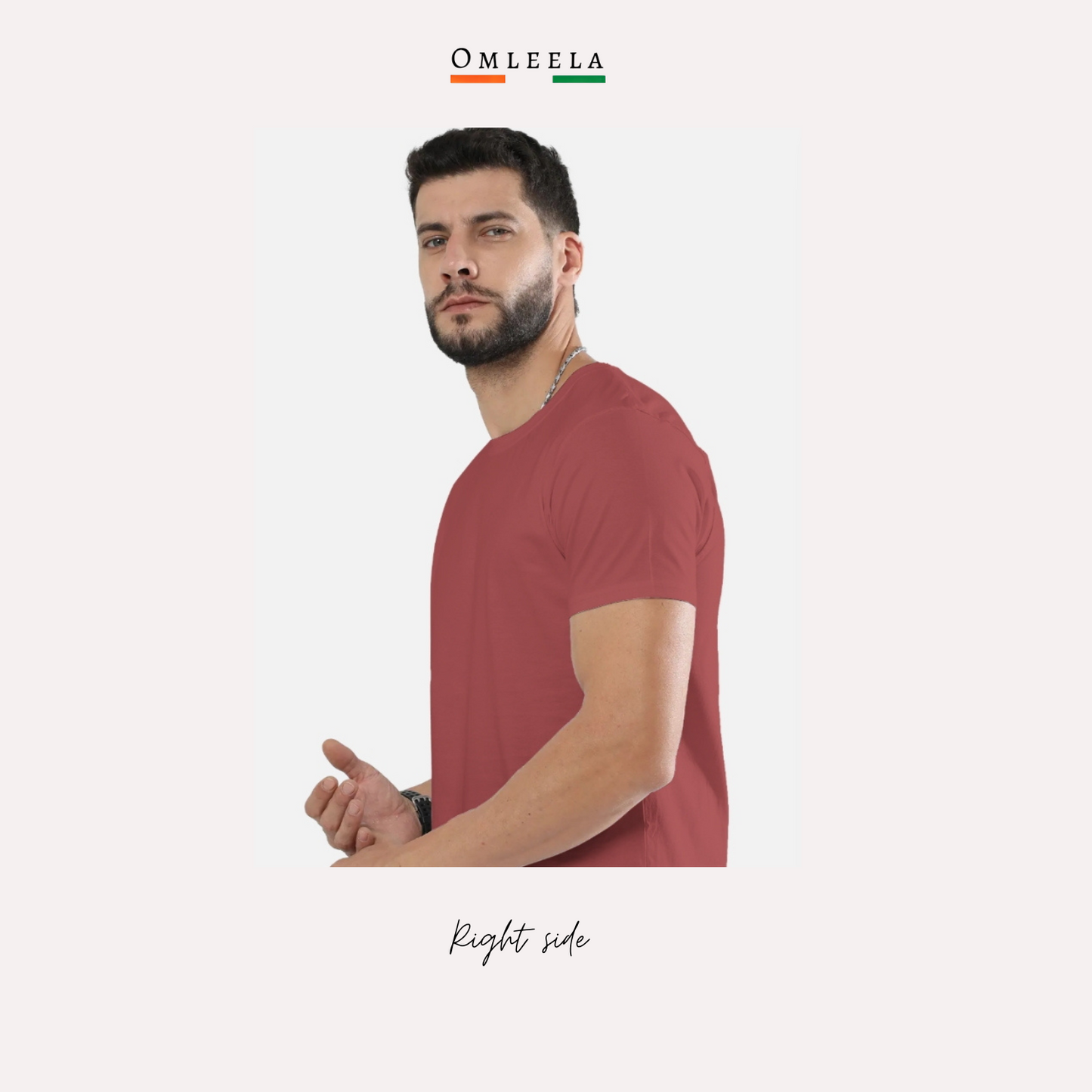 Mens Plain Crew t-shirt in Coral Colour