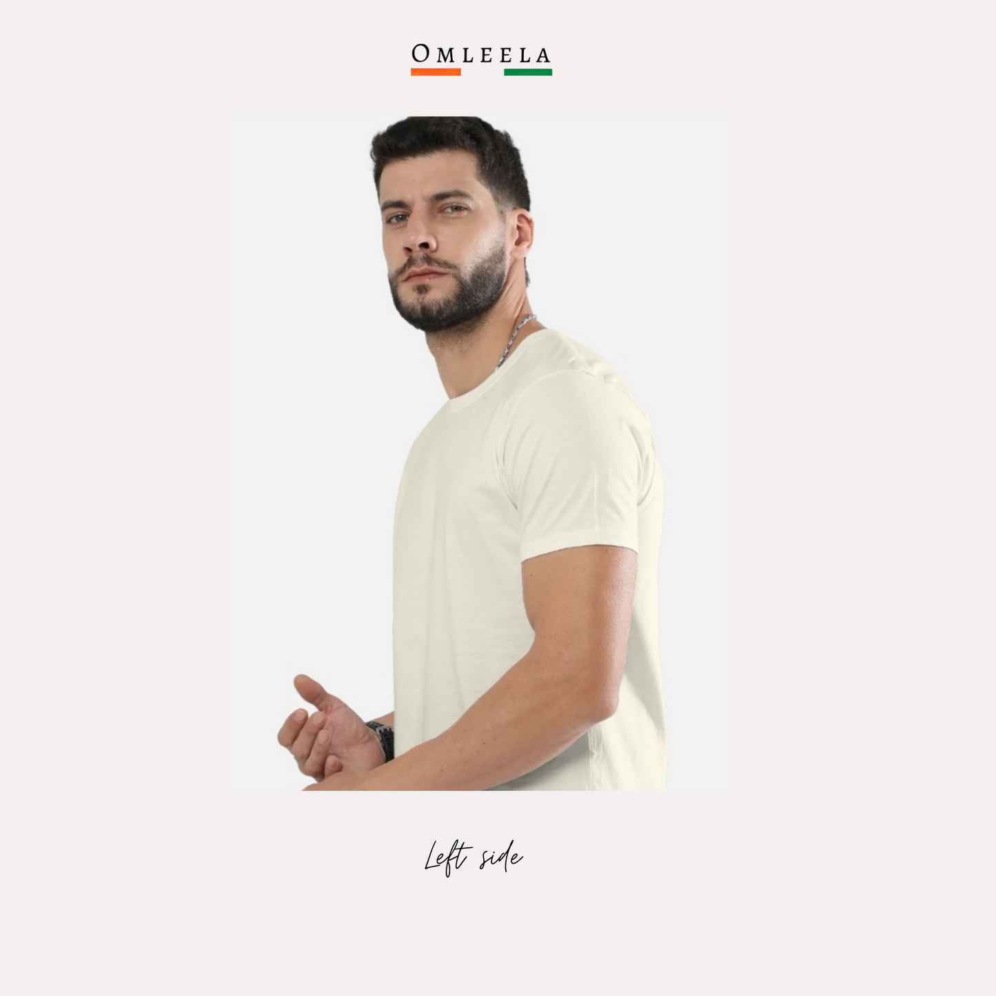 Mens Plain Crew t-shirt in Off White colour