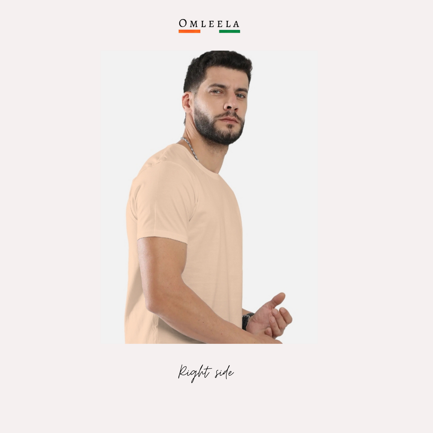 Mens Plain Crew t-shirt in Peach colour