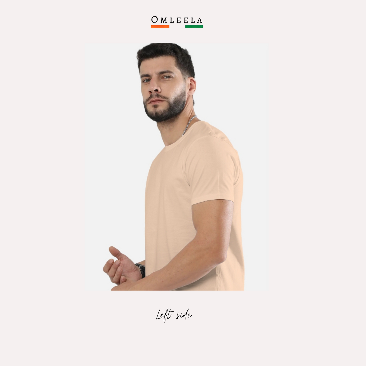 Mens Plain Crew t-shirt in Peach colour