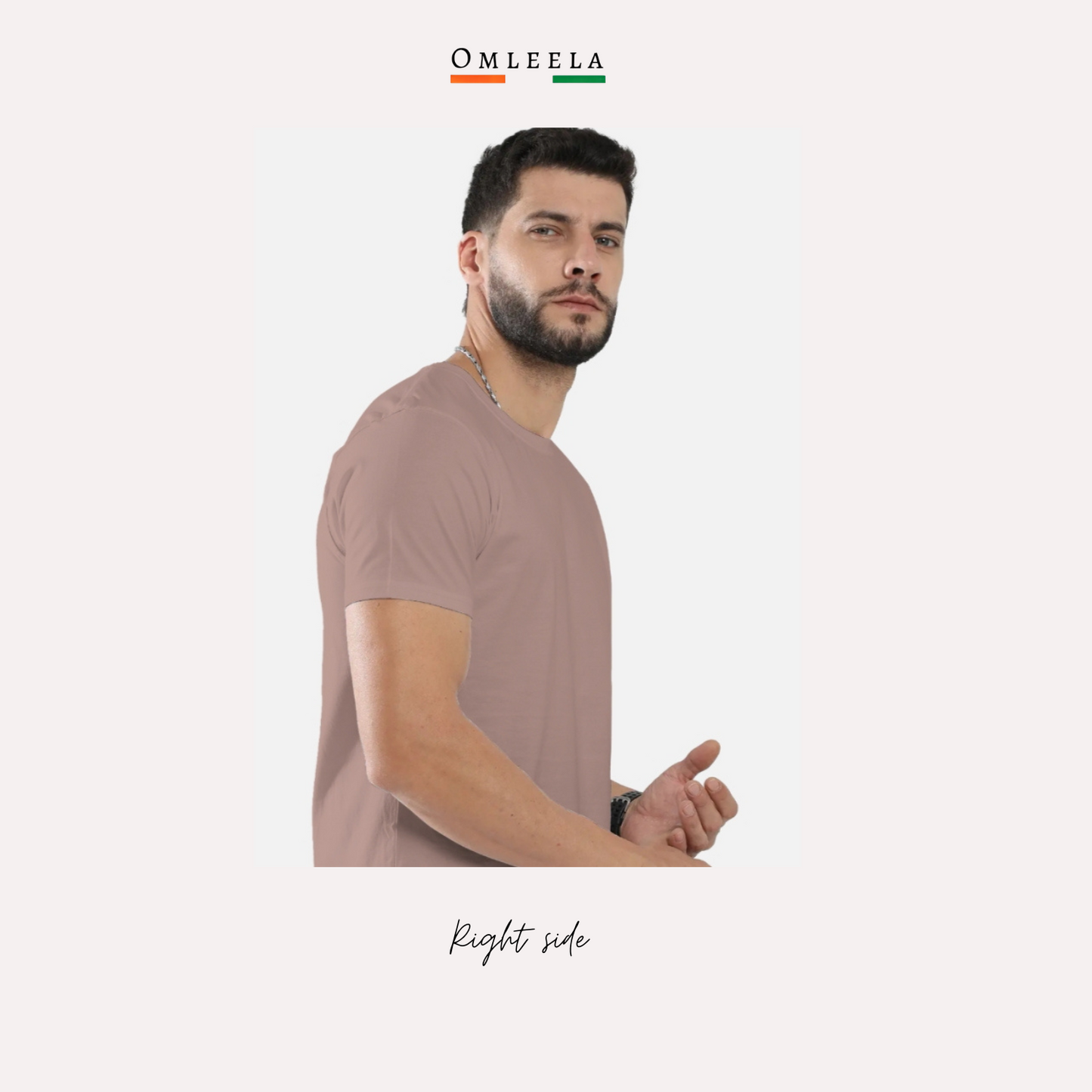 Mens Plain Crew t-shirt in Mushroom Colour